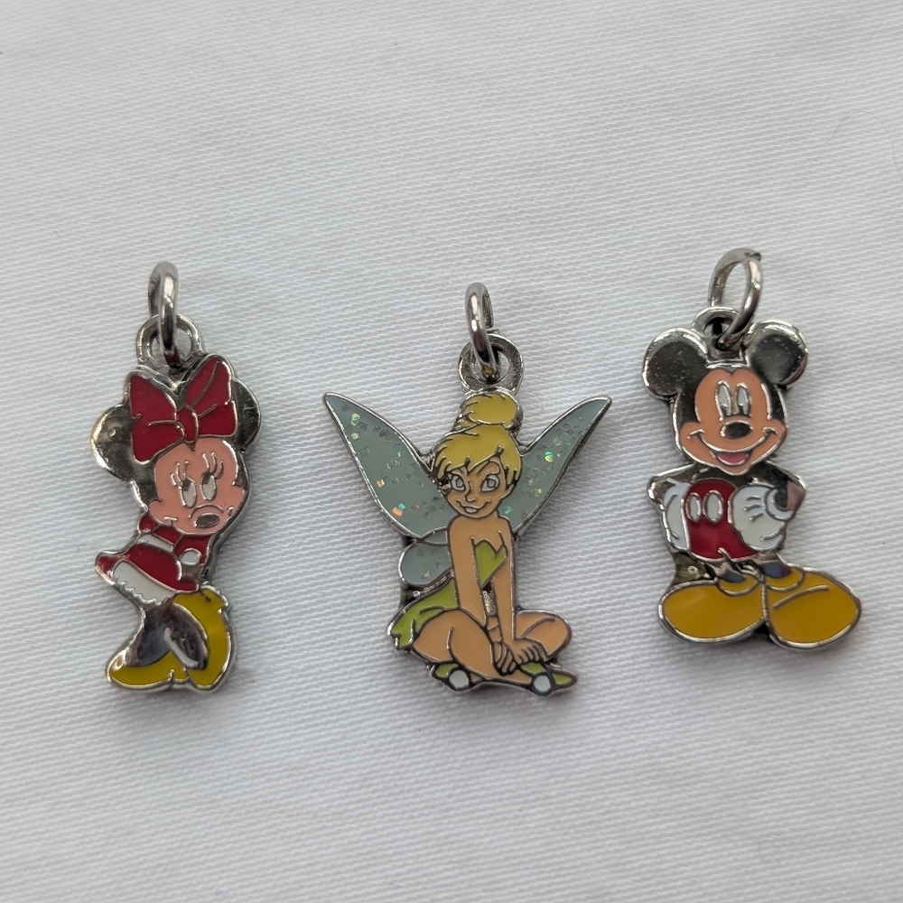 Vintage Disney Double Sided Enamel Charms Mickey Minnie Tinkerbell - Picture 3 of 7